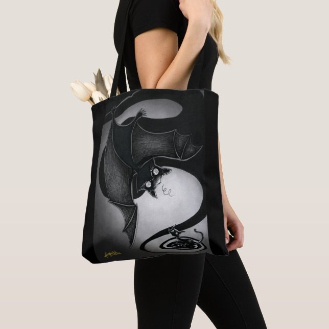 Boo Kitty with a Dizzy Bat Tote Bag (Close Up)