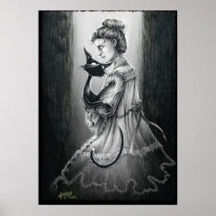 Boo Kitty With Her Ghost Poster