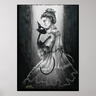 Boo Kitty With Her Ghost Poster