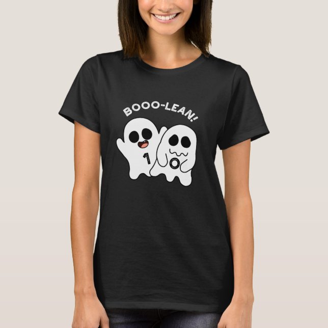Boo-lean Funny Computer Ghost Boolean Pun  Dark BG T-Shirt (Front)