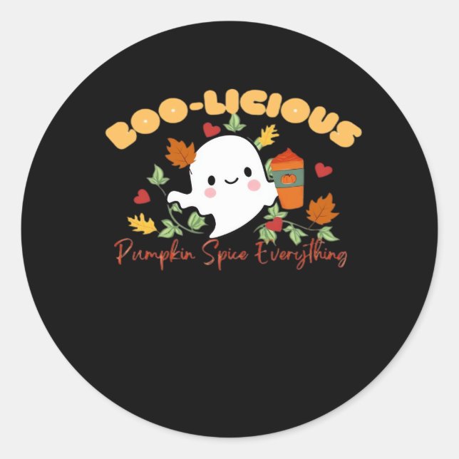 Boo-Licious Pumpkin Spice Everything Essential Classic Round Sticker (Front)