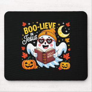 Boo-lieve in jesus ghost christian halloween funny mouse pad