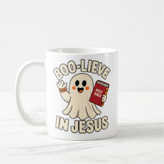 Boo-Lieve In Jesus Ghost Holy Bible Halloween Coffee Mug