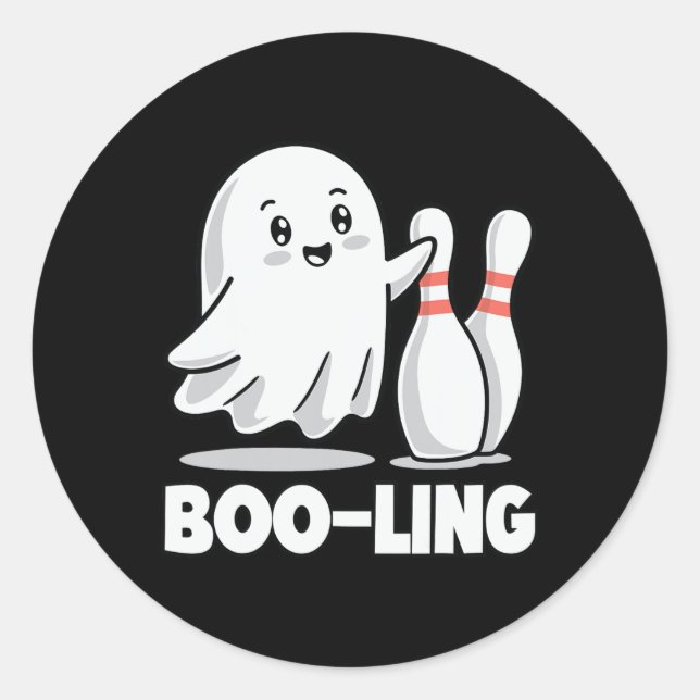 Boo-ling Funny Halloween Bowling  Classic Round Sticker (Front)