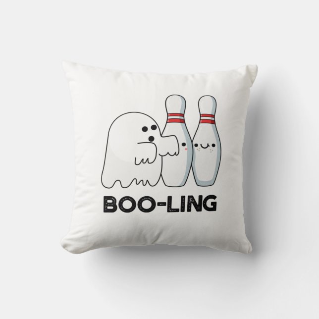 Boo-ling Funny Halloween Bowling Ghost Pun Cushion (Front)