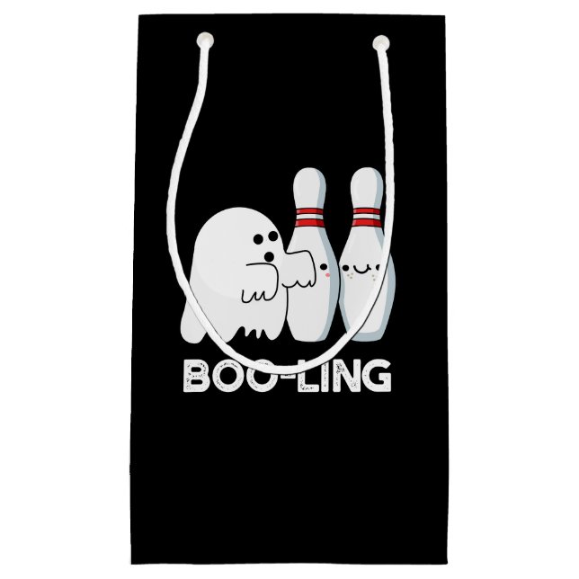 Boo-ling Funny Halloween Bowling Ghost Pun Dark BG Small Gift Bag (Front)