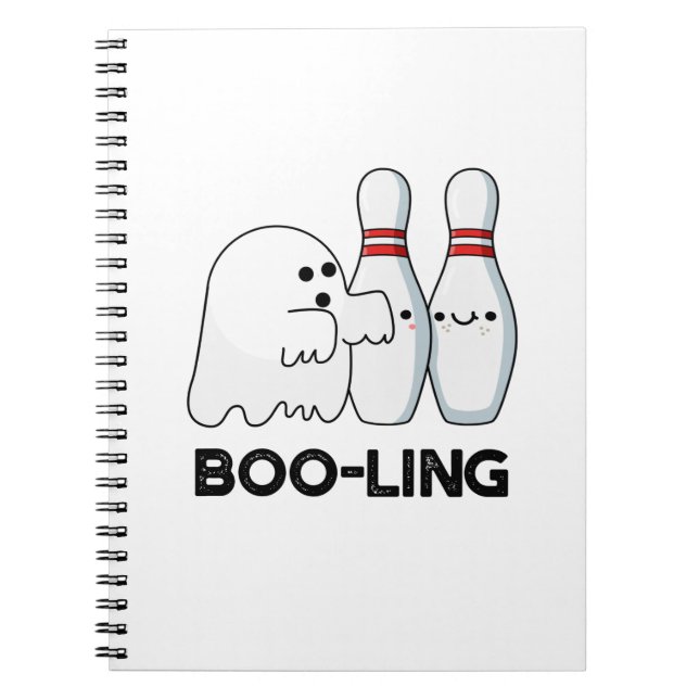 Boo-ling Funny Halloween Bowling Ghost Pun Notebook (Front)