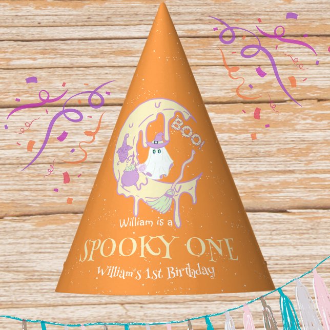 Boo Little Ghost Spooky One Halloween 1st Birthday Party Hat (Creator Uploaded)