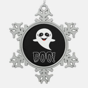 Boo Little Halloween Classic Design Snowflake Pewter Christmas Ornament