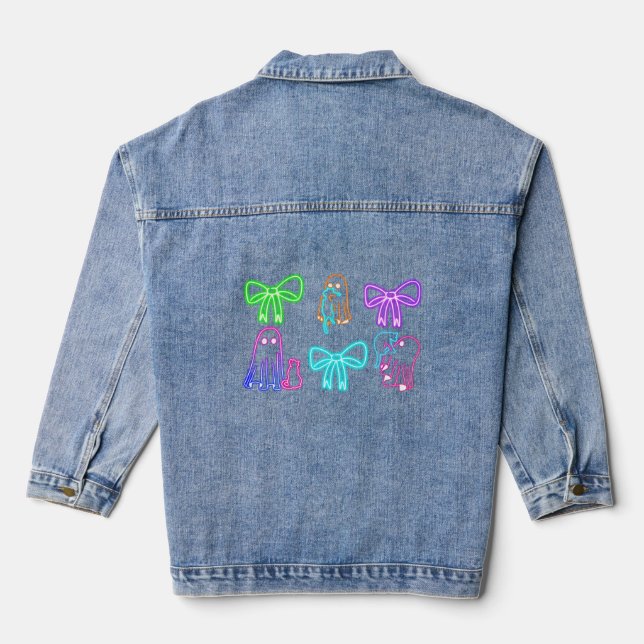 Boo! loves her cat denim jacket (Back)