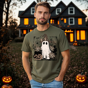 Boo Magic Vibes Boho Floral Ghost T-Shirt