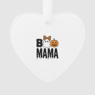 Boo Mama Halloween Ghost Pumpkin Bow Design Ornament
