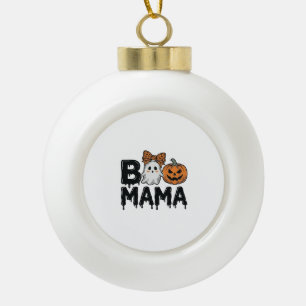 Boo Mama Halloween Ghost Pumpkin Mum Shirt Design_ Ceramic Ball Christmas Ornament