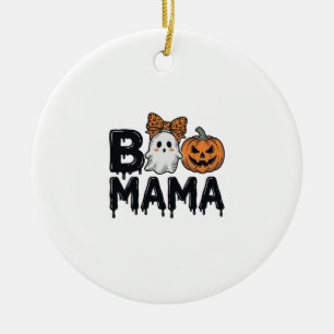Boo Mama Halloween Ghost Pumpkin Mum Shirt Design_ Ceramic Ornament