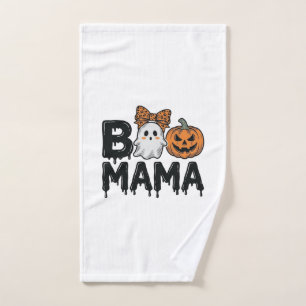 Boo Mama Halloween Ghost Pumpkin Mum Shirt Design_ Hand Towel