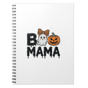 Boo Mama Halloween Ghost Pumpkin Mum Shirt Design_ Notebook