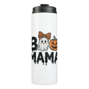 Boo Mama Halloween Ghost Pumpkin Mum Shirt Design_ Thermal Tumbler