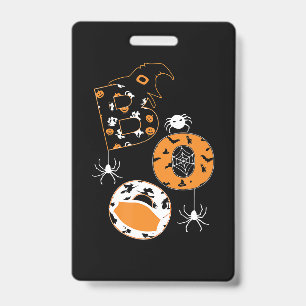 Boo Mask Spider Witch Pumpkin Pattern ID Badge