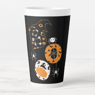 Boo Mask Spider Witch  Pumpkin Pattern Latte Mug