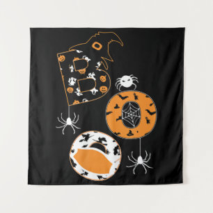 Boo Mask Spider Witch  Pumpkin Pattern Tapestry