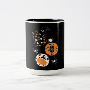 Boo Mask Spider Witch Pumpkin Pattern Two-Tone Coffee Mug