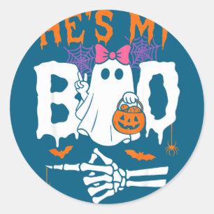 Boo matching couple halloween funny boo classic round sticker