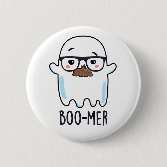 Boo-mer Funny Middle Aged Ghost Pun  6 Cm Round Badge (Front)