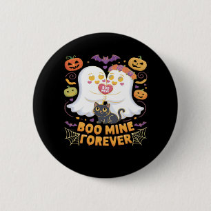 Boo Mine Forever Cute Ghosts Black Cat Love Hallow 6 Cm Round Badge