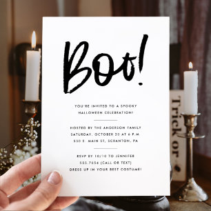 Boo Minimalist Halloween Party Invitation