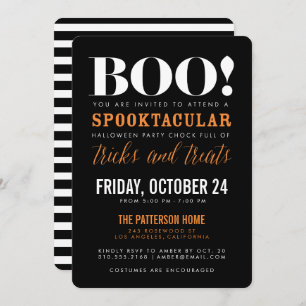 BOO Modern Halloween Party Invitation