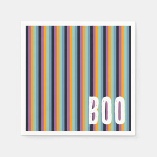 Boo Muted Colours Halloween Stripes Napkin
