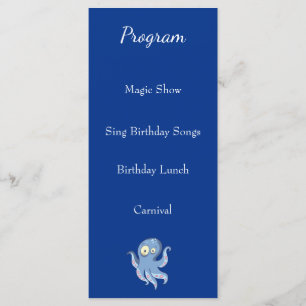 Boo Octopus Blue Kids Baby Shower Program
