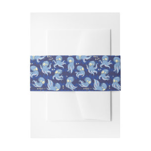 Boo Octopus Blue Kids Clothing & Décor Invitation Belly Band