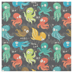 Boo Octopus Cute Multicolor Kids Clothing & Décor Fabric