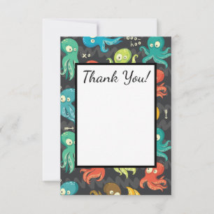 Boo Octopus Cute Multicolor Kids Clothing & Décor Thank You Card