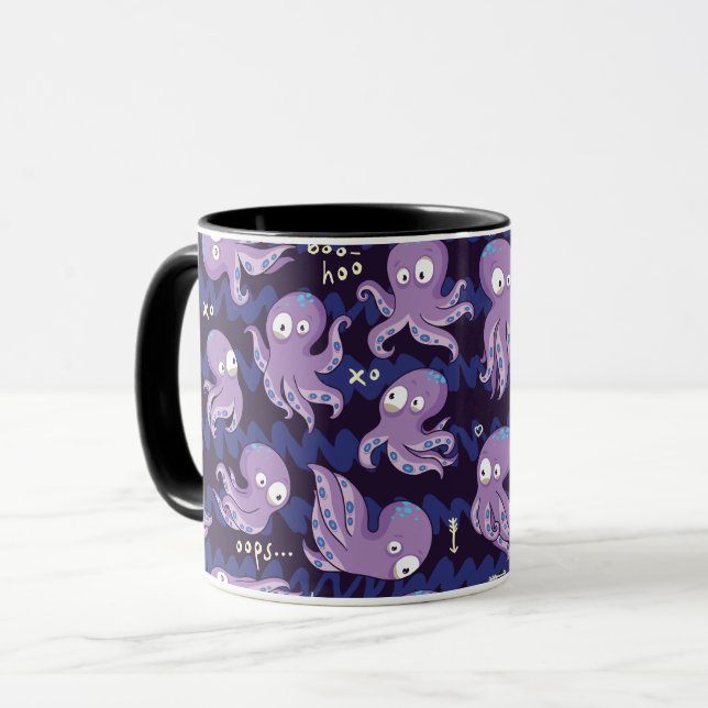 Boo Octopus Cute Purple Kids Clothing & Décor Mug (Front Left)