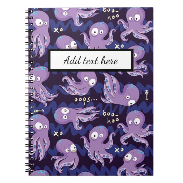 Boo Octopus Cute Purple Kids Clothing & Décor Notebook (Front)