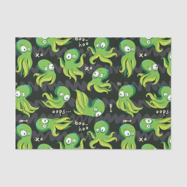 Boo Octopus Green Kids Clothing & Décor Tissue Paper (Front)