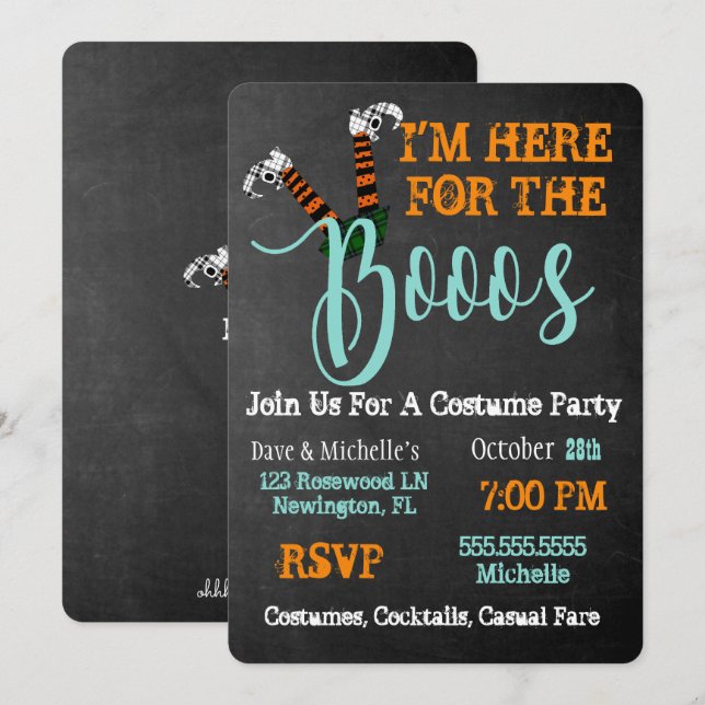 Boo On Booze And Boos Halloween Party Invitation (Front/Back)