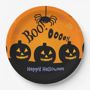 Boo! Ooooh! Happy Halloween! Paper Plate