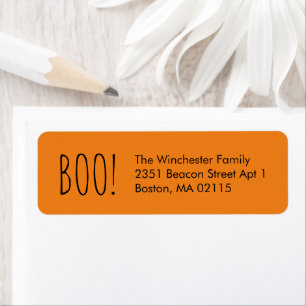 Boo orange black funny Halloween return address Label