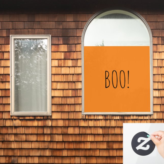 Boo orange black spooky typography funny Halloween (Home Window)