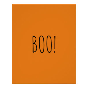 Boo orange spooky typography funny cute Halloween Poster