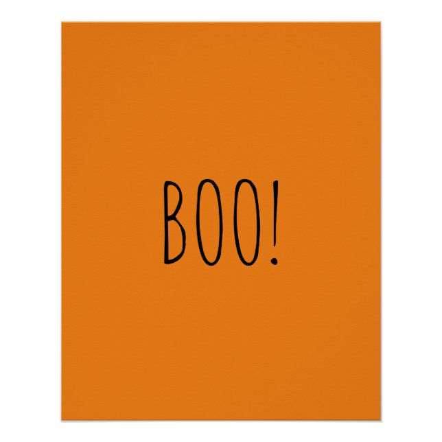 Boo orange spooky typography funny cute Halloween Poster (Front)