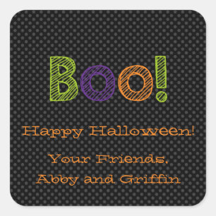 Boo!  Personalised Square Halloween Sticker