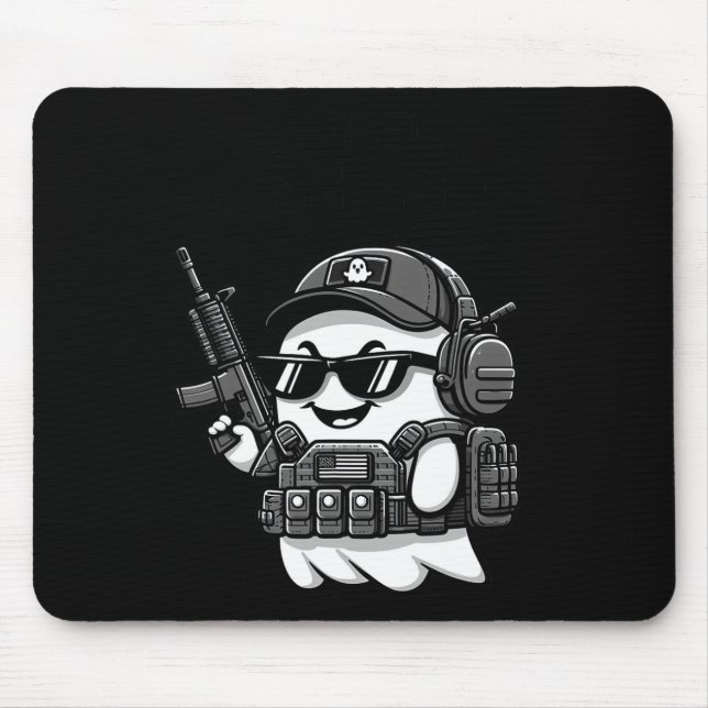 Boo Pew Tactical Ghost Costume Gun Lover Halloween Mouse Pad (Front)