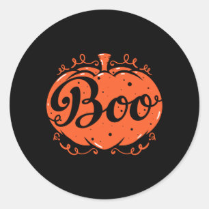 Boo Print Halloween Pumpkin Funny Graphic Fall Classic Round Sticker