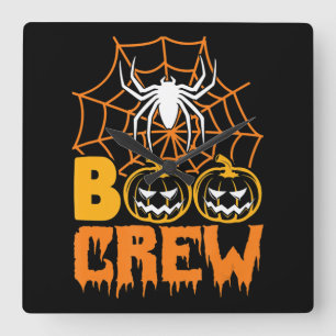 Boo Pumpkin Halloween Spider Nurse Halloween Party Square Wall Clock