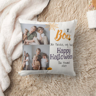 Boo pumpkin jack-o-lantern Halloween Photo Collage Cushion