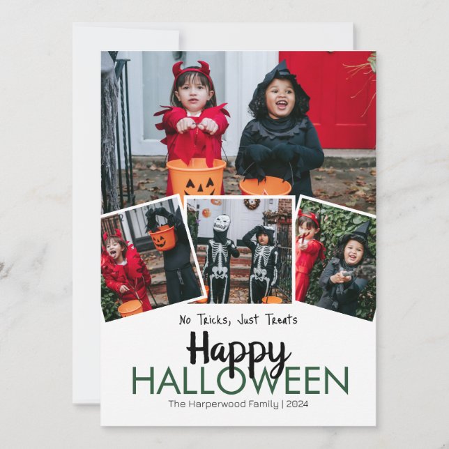 Boo pumpkin jack-o-lantern Halloween Photo Collage Holiday Card (Front)
